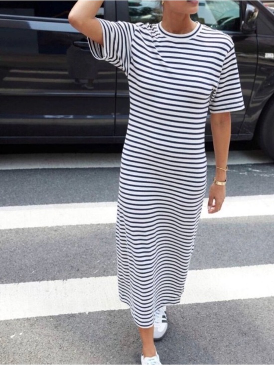 AYR Dresses & Skirts - AYR The Oui-Peat Dress Weekend Jaunt Stripe in Black White Stripe Large